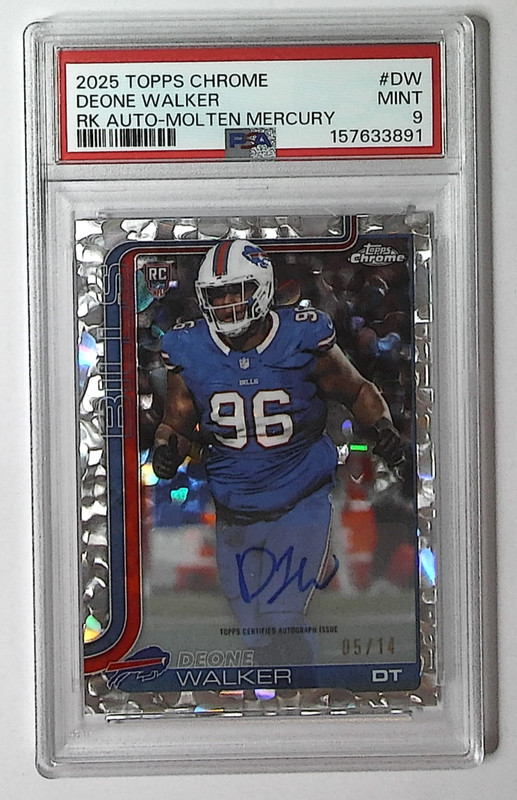 2025 Topps Chrome Deone Walker RC Rookie Molten Mercury AUTO /14 PSA 9