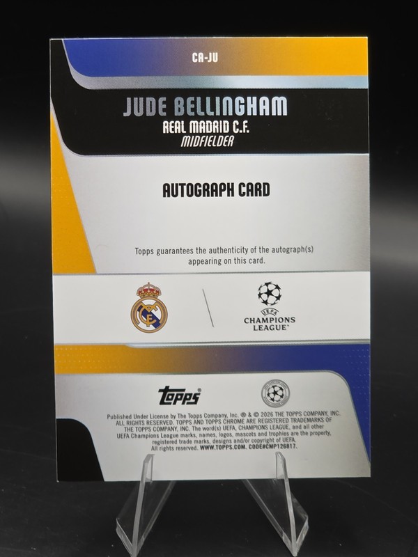 2025-26 Topps Chrome UEFA Jude Bellingham Auto FDI /11 Real Madrid 01/11 view 2