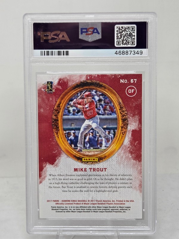 2017 Diamond Kings Red Jersey MIKE TROUT CARD PSA 10 GEM MINT view 2