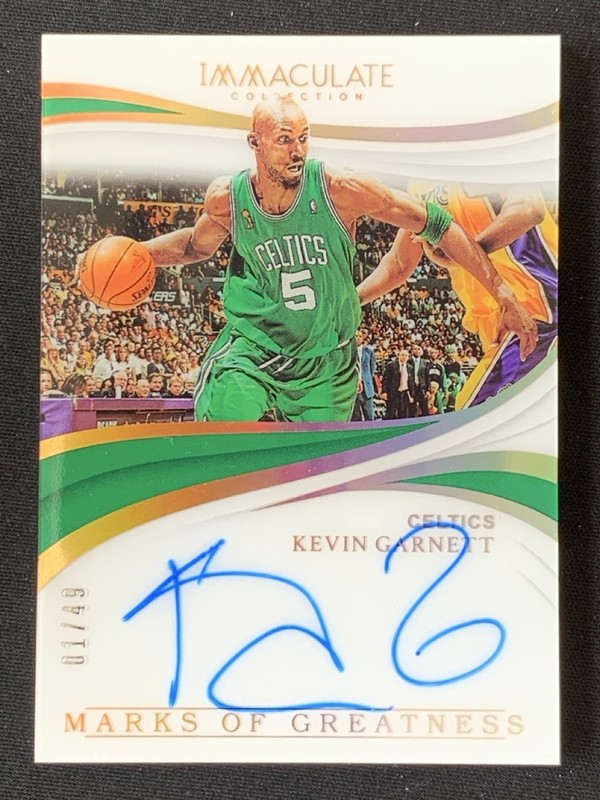 Kevin Garnett 2018-19 Immaculate Collection Marks of Greatness Auto 01/49 MG-KGN