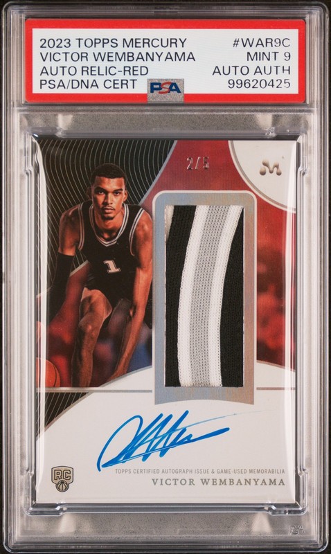 2023 TOPPS MERCURY AUTOGRAPH RED VICTOR WEMBANYAMA RC 2/5 PSA 9 AUTO AUTHENTIC