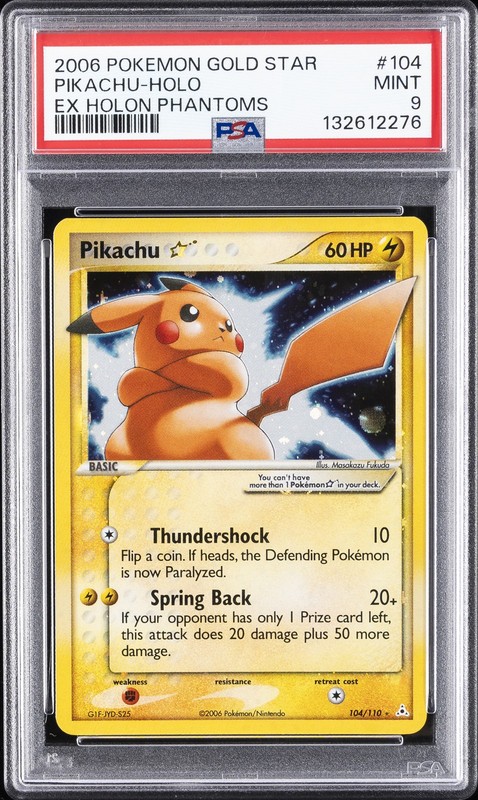 2006 POKEMON EX HOLON PHANTOMS GOLD STAR #104 PIKACHU-HOLO PSA 9