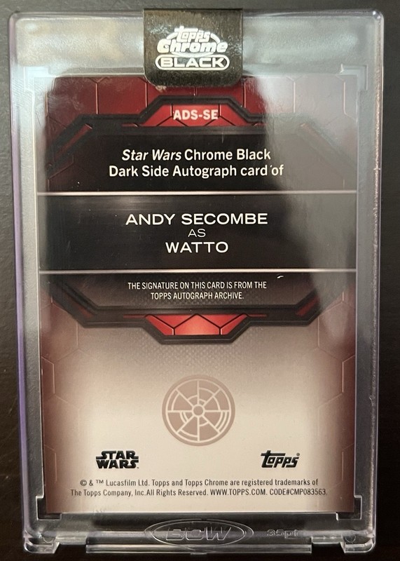 2024 Topps Chrome Black Star Wars Encased Auto Watto Andy Secombe /99 view 2