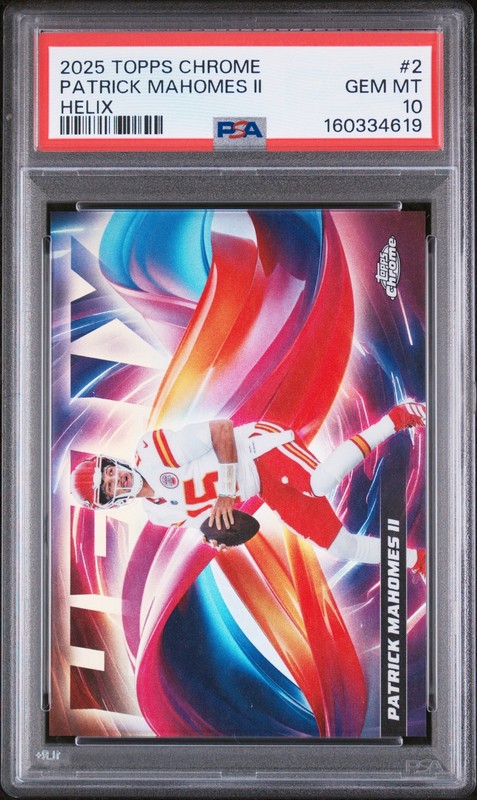 2025 TOPPS CHROME HELIX #2 PATRICK MAHOMES II PSA 10