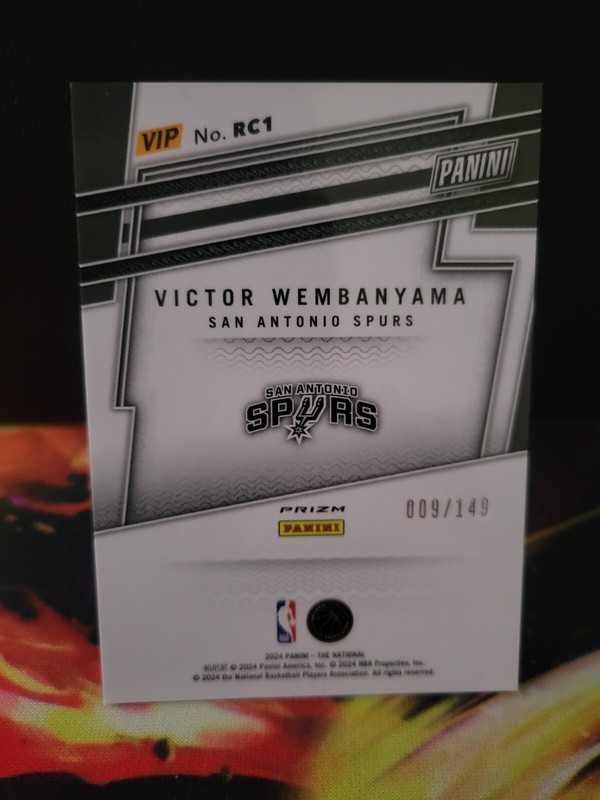 Panini National VIP Gold Wembanyama Rookie Red Ice Prizm /149 "Front Scratched" view 2