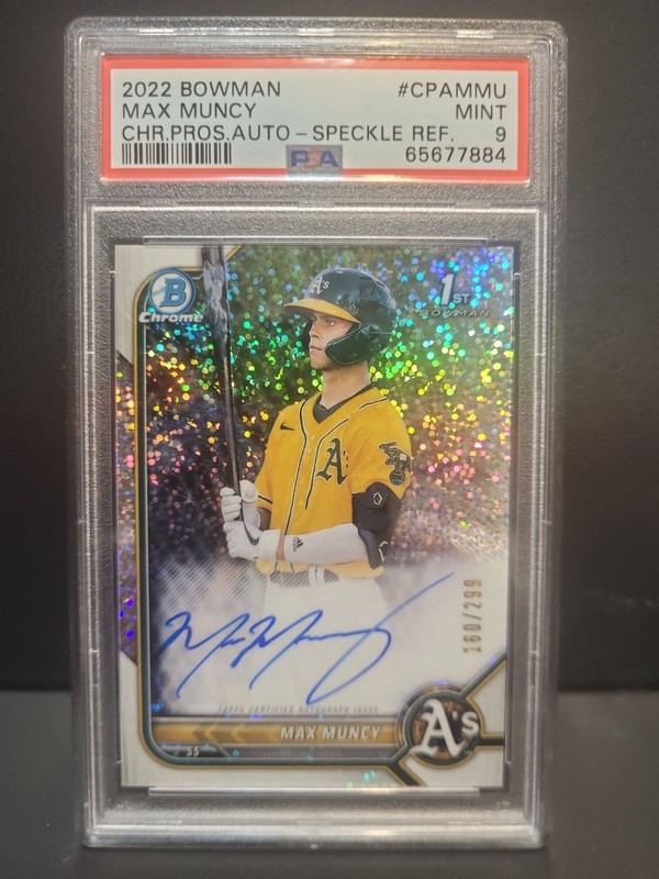 2022 Bowan Chrome Prospect Speckle 1st Bowman Auto Max Muncy /299 PSA 9