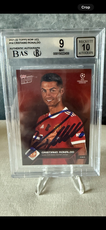 2021-22 Topps Now UCL #14 Cristiano Ronaldo Blue Auto BGS 9 AUTO 10