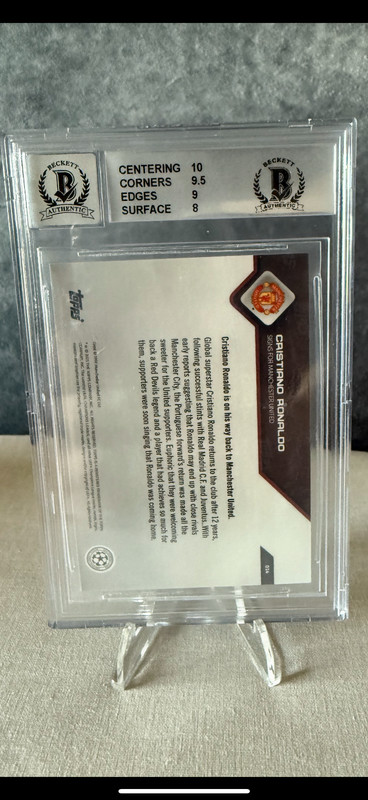 2021-22 Topps Now UCL #14 Cristiano Ronaldo Blue Auto BGS 9 AUTO 10 view 2