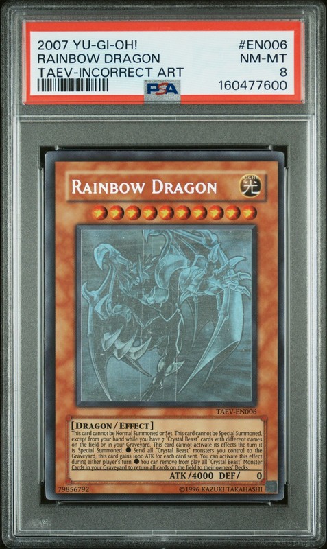 2007 YU-GI-OH! TAEV-TACTICAL EVOLUTION #EN006 RAINBOW DRAGON PSA 8
