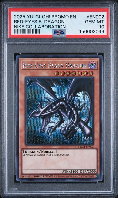 2025 YU-GI-OH! NIKE COLLABORATION PROMO #EN002 RED-EYES BLACK DRAGON PSA 10