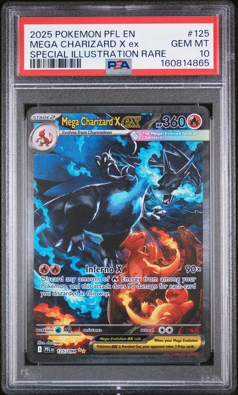 2025 POKEMON PFL SPECIAL ILLUSTRATION RARE #125 MEGA CHARIZARD X EX PSA 10