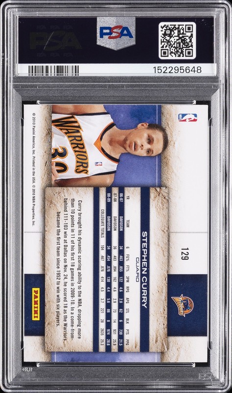 2009 PANINI STUDIO #129 STEPHEN CURRY ROOKIE RC PSA 9 view 2