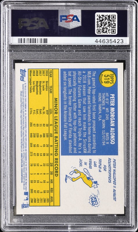 2019 TOPPS HERITAGE NICKNAME #519 PETE ALONSO ROOKIE RC PSA 10 view 2