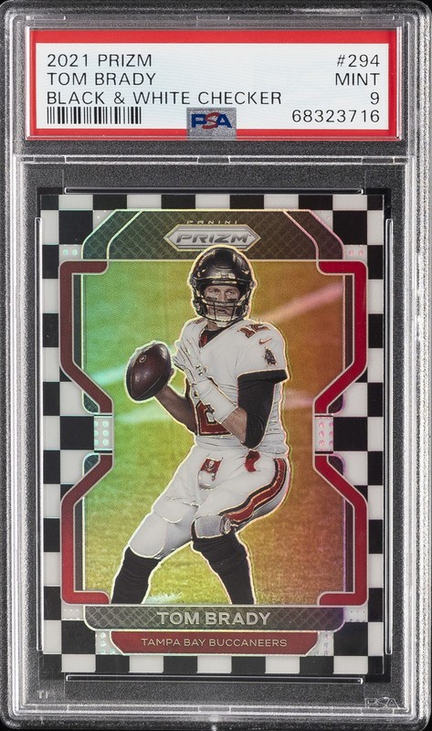 2021 PANINI PRIZM BLACK & WHITE CHECKER #294 TOM BRADY PSA 9