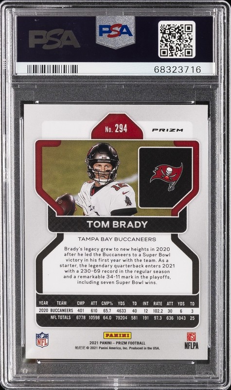 2021 PANINI PRIZM BLACK & WHITE CHECKER #294 TOM BRADY PSA 9 view 2