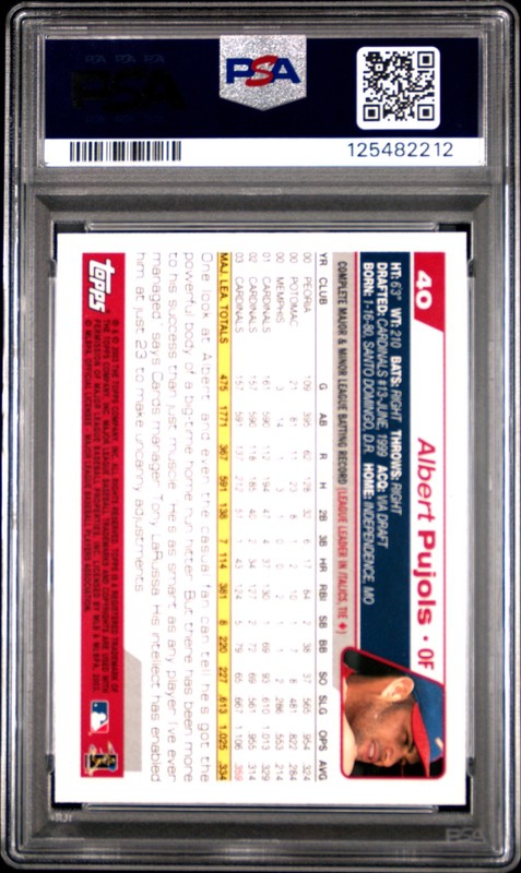 2004 TOPPS 1ST EDITION #40 ALBERT PUJOLS PSA 10 view 2