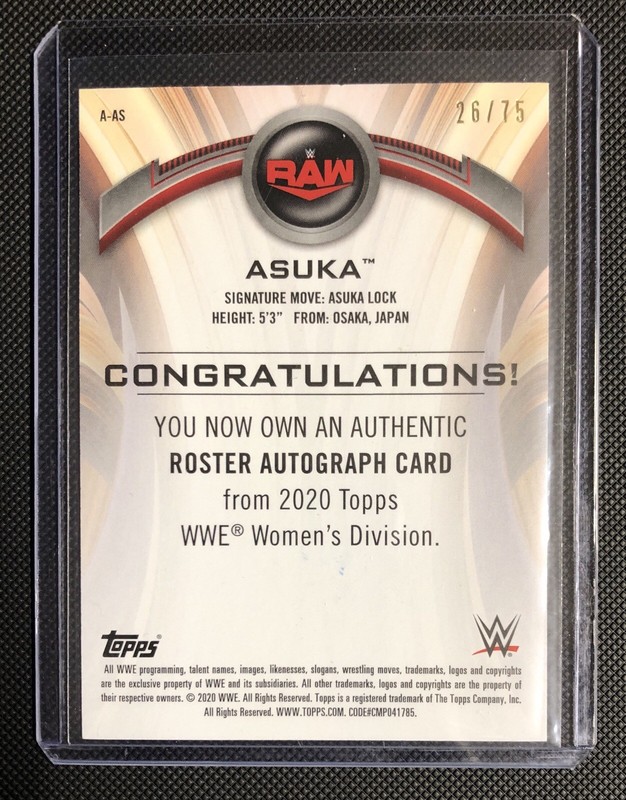 2020 Topps WWE Women's Division Asuka  Auto Green /75 view 2