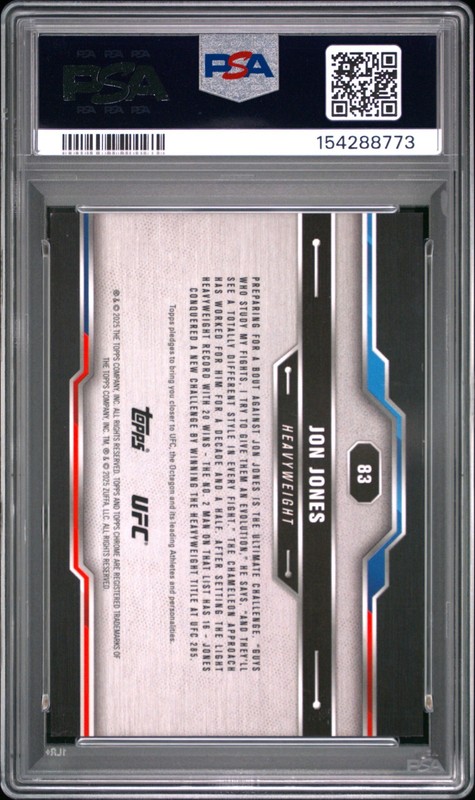 2025 Topps Chrome UFC Gold Geometric #83 Jon Jones /50 PSA 9 view 2