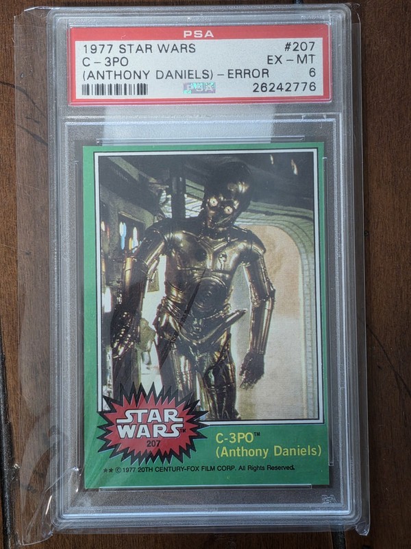 1977 Topps Star Wars C-3PO #207 error card  PSA 6