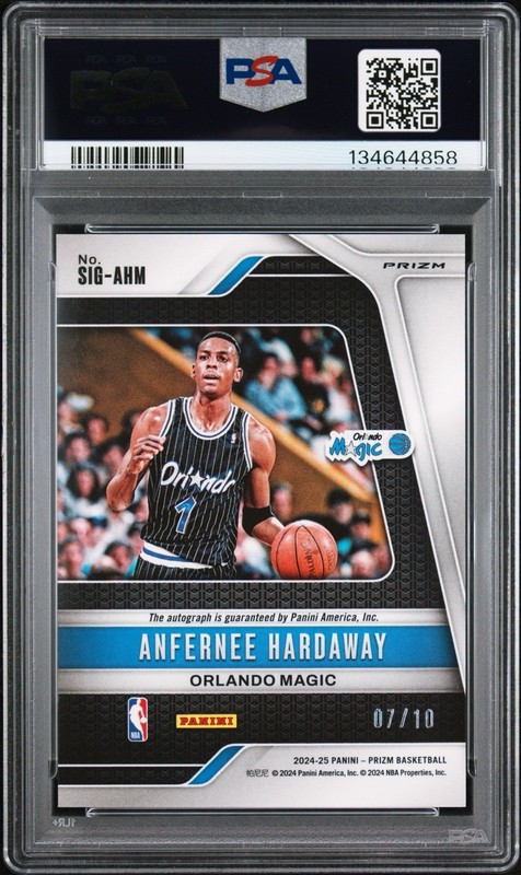 2024-25 ANFERNEE HARDAWAY AUTO PANINI PRIZM AUTOGRAPHS GOLD /10 PSA 8 view 2
