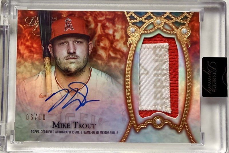 Mike Trout 06/10 Patch Auto 2022 Topps Baseball MLB Dynasty Card