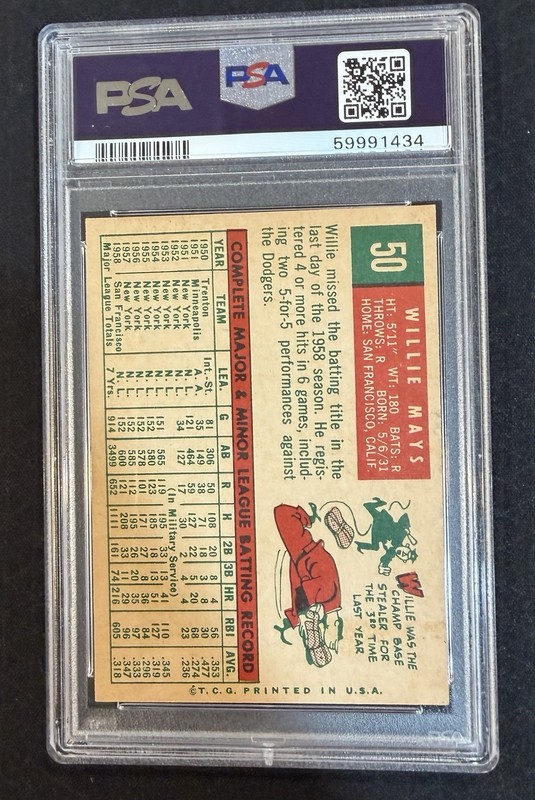 1959 Topps - Willie Mays #50 PSA 6 view 2