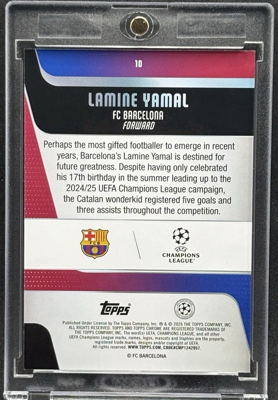 Lamine Yamal RARE LAVA  REFRACTOR TOPPS CHROME INVESTMENT CARD MINT view 2