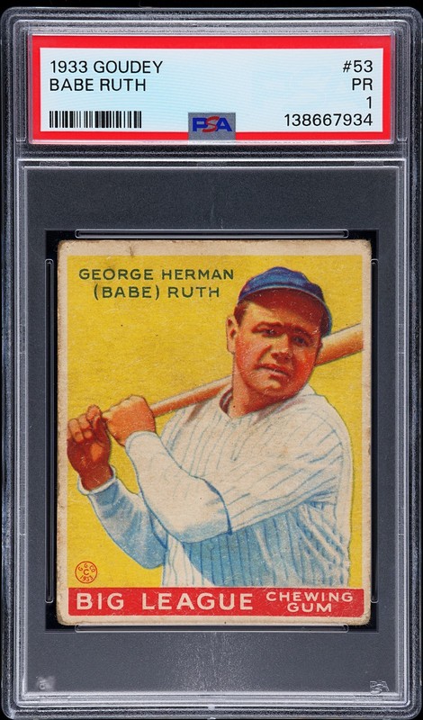 1933 GOUDEY #53 BABE RUTH PSA 1