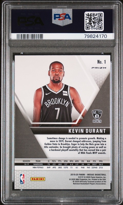 2019 PANINI MOSAIC SILVER PRIZM #1 KEVIN DURANT PSA 10 view 2