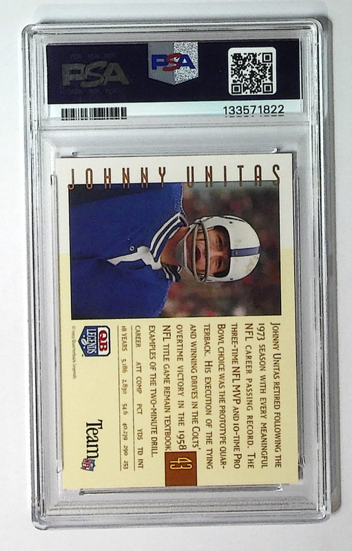 1993 QB Legends Johnny Unitas #43 Colts PSA Authentic AUTO view 2