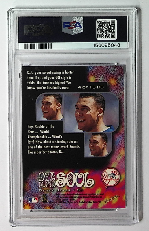 1999 Skybox Metal Universe Derek Jeter #4 Diamond Soul Yankees PSA 8 view 2