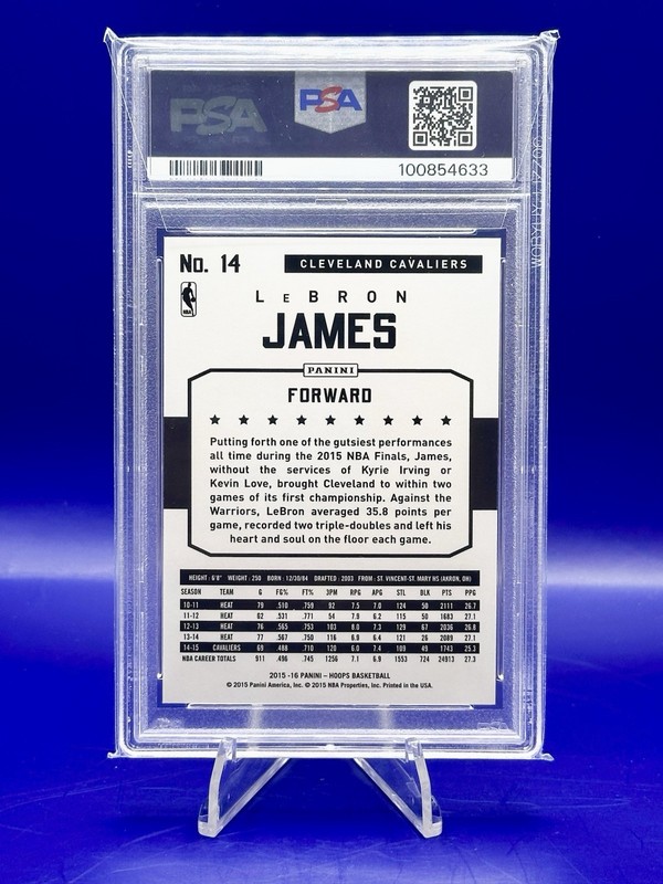 2015 Panini NBA Hoops - LeBron James #14 PSA 10 **FREE SHIPPING** view 2