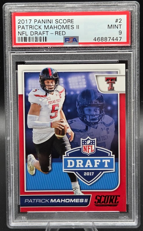 2017 Score RED Insert PATRICK MAHOMES Rookie Card PSA 9 MINT (Pop 54)
