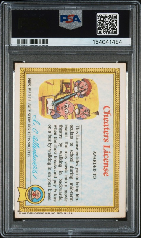 1985 GARBAGE PAIL KIDS STICKERS #8A ADAM BOMB PSA 3 view 2