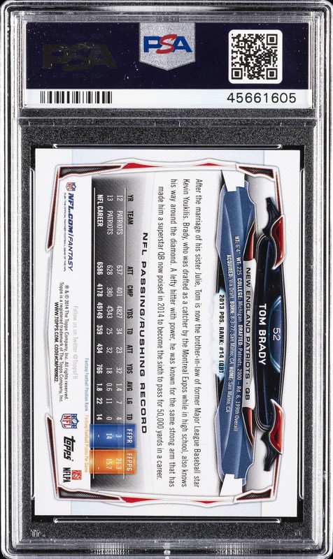 2014 TOPPS #52 TOM BRADY PSA 10 view 2