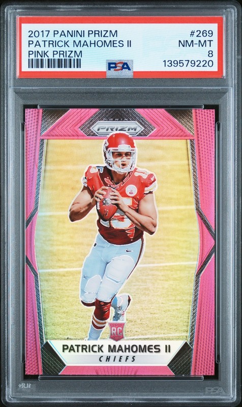 2017 PANINI PRIZM PINK PRIZM #269 PATRICK MAHOMES II ROOKIE RC PSA 8
