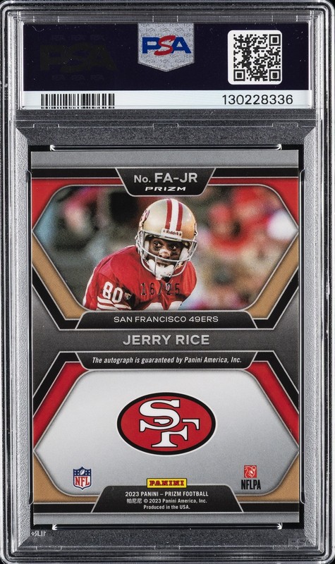 2023 PANINI PRIZM FLASHBACK AUTOS #FAJR JERRY RICE 16/25 PSA 10 view 2