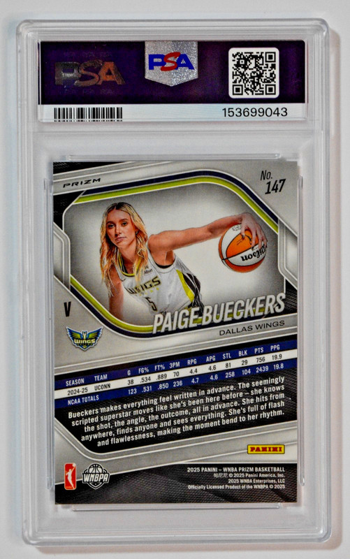 2025 Prizm WNBA #147 Paige Bueckers RC Rookie Ice Prizm PSA 9 Mint view 2