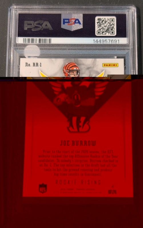 Panini 2020 Phoenix Joe Burrow Rookie Rising RC #RR-1 Bengals PSA 9 view 2