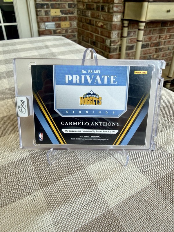 2024 Panini One And One Carmelo Anthony Private Signings On Card Auto Sealed SP view 2