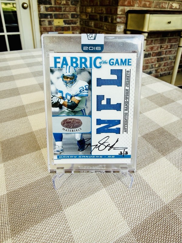 2016 PANINI HONORS Barry Sanders RARE Game Used Patch on Card Auto /3 Sealed