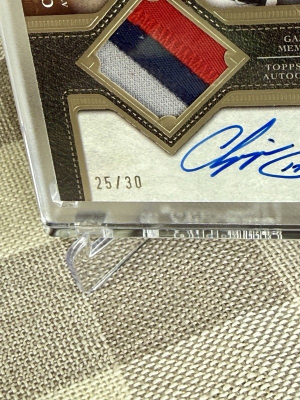 Topps 2025 Flagship Chipper Jones Game Used 3 Color Patch On Card Auto /30 view 2