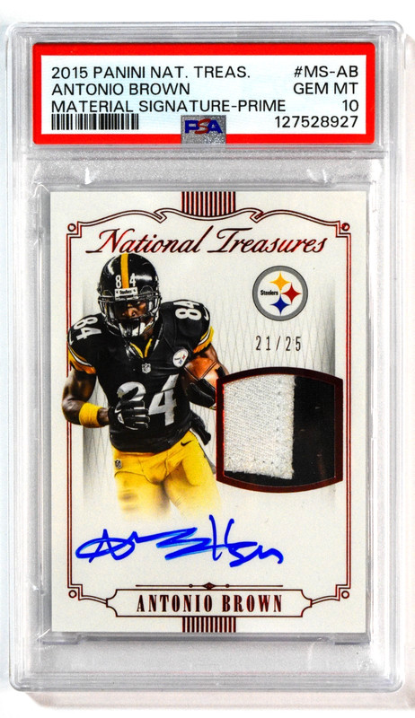 2015 National Treasures Antonio Brown Material Signature Prime /25 Auto PSA 10