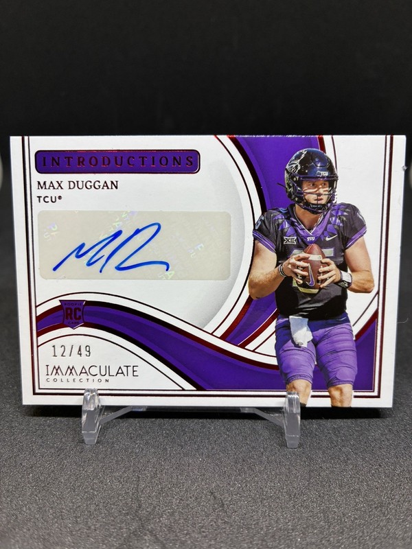 2023 Immaculate Auto Ruby Max Duggan TCU Chargers Rookie QB /49 view 1