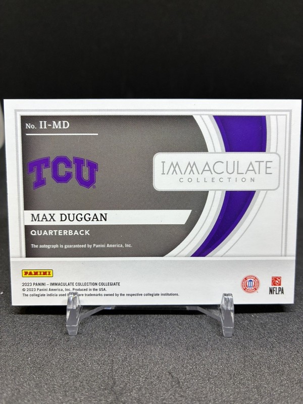 2023 Immaculate Auto Ruby Max Duggan TCU Chargers Rookie QB /49 view 2