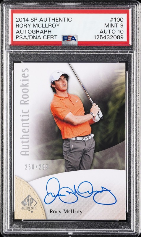 2014 SP AUTHENTIC AUTO #100 RORY MCILROY ROOKIE RC 250/299 PSA 9 AUTO 10