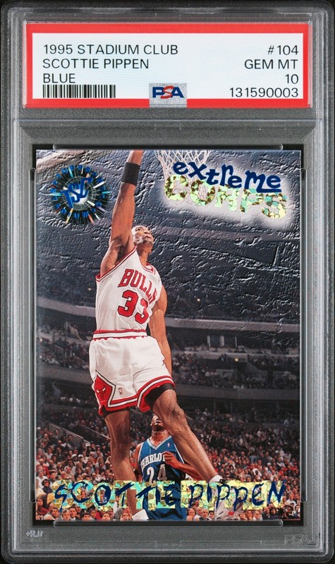 SCOTTIE PIPPEN PSA 10 1995 STADIUM CLUB  EXTREME CORPS BLUE #104 GEM MINT POP 1