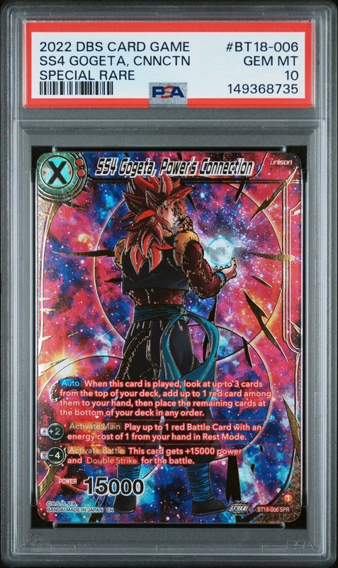 2022 Dragon Ball Super SS4 Gogeta, Power's Connection SPR #BT18-006 PSA 10 view 1