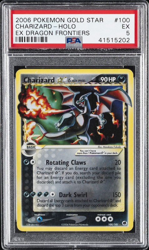 2006 POKEMON EX DRAGON FRONTIERS GOLD STAR #100 CHARIZARD-HOLO PSA 5