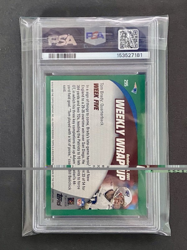 2002 Topps Collection Tom Brady #295 PSA 8 NM-MT New England Patriots HOF view 2